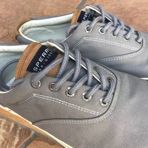 Sperry Top-Siders gray canvas and brown suede